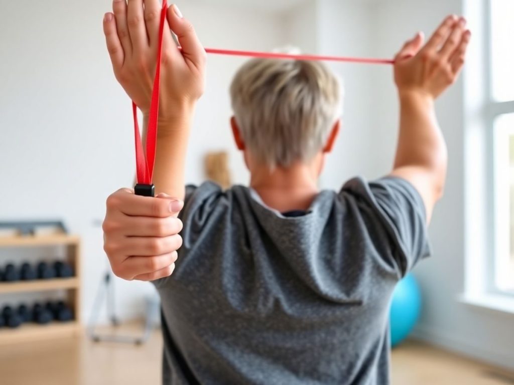 Persoană în recuperare, exerciții fizice ușoare.