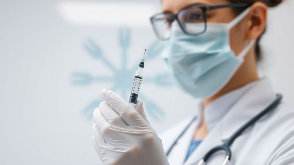 Doctor protejând împotriva bolilor infecțioase.